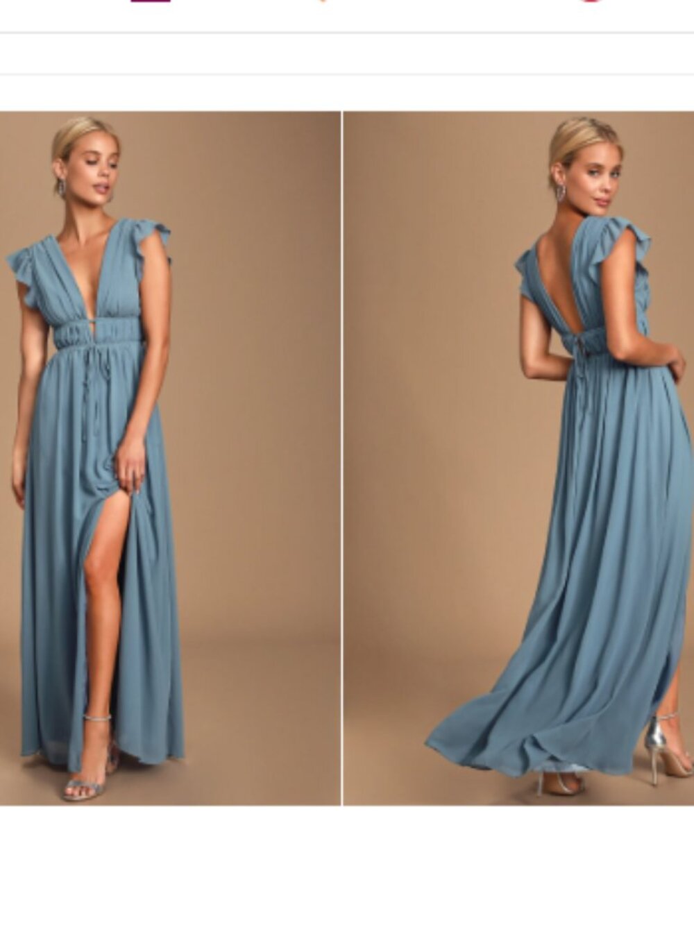Lulus I'm All Yours Slate Blue Ruffled Maxi Dress